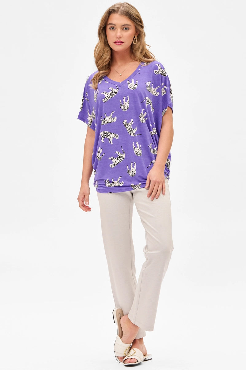 Lavender Tiger Print Poncho Top