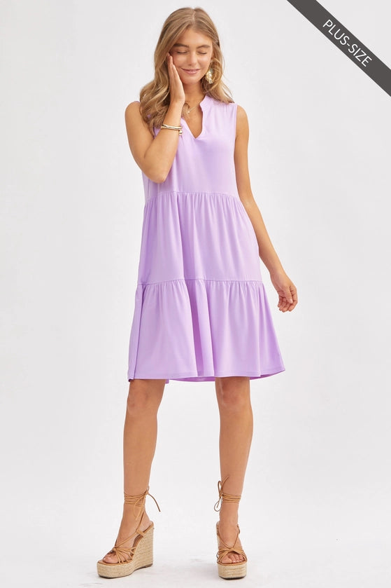 Three Tier A-Line Flowy Dress - Lilac