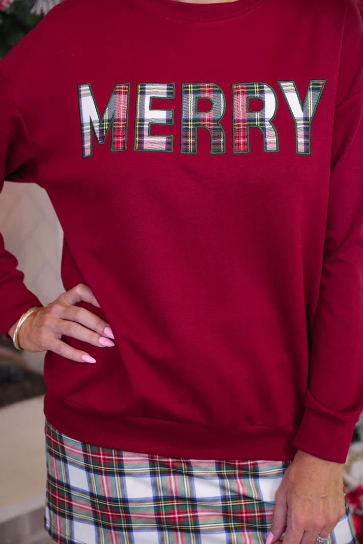 *PRE ORDER* Merry Plaid Patch Luxe Pullover