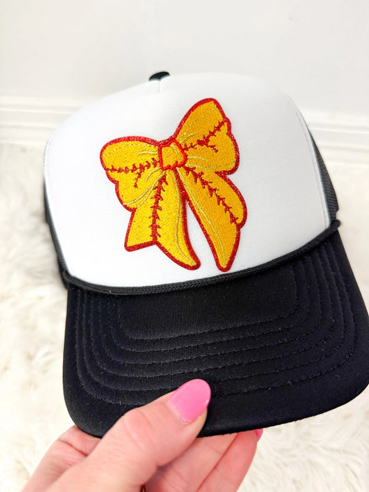 Embroidered Softball Bow Trucker Hat