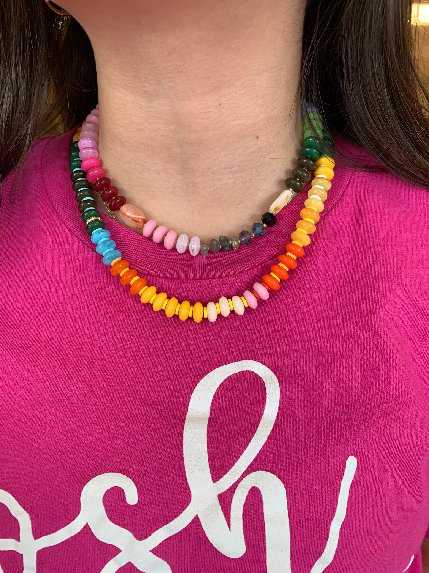 Set of Colorful Stone Necklaces