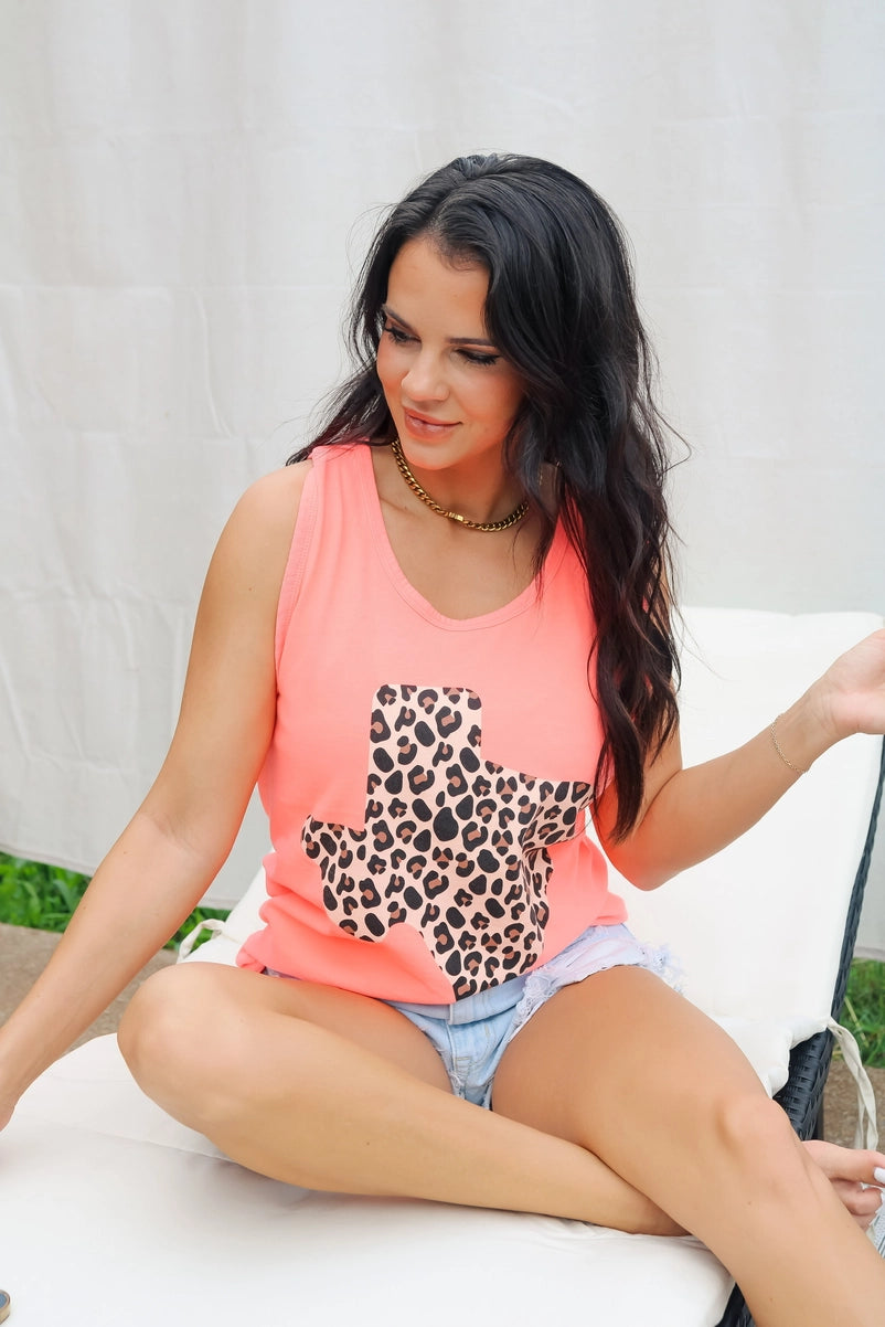 Texas Leopard Neon Coral Tank