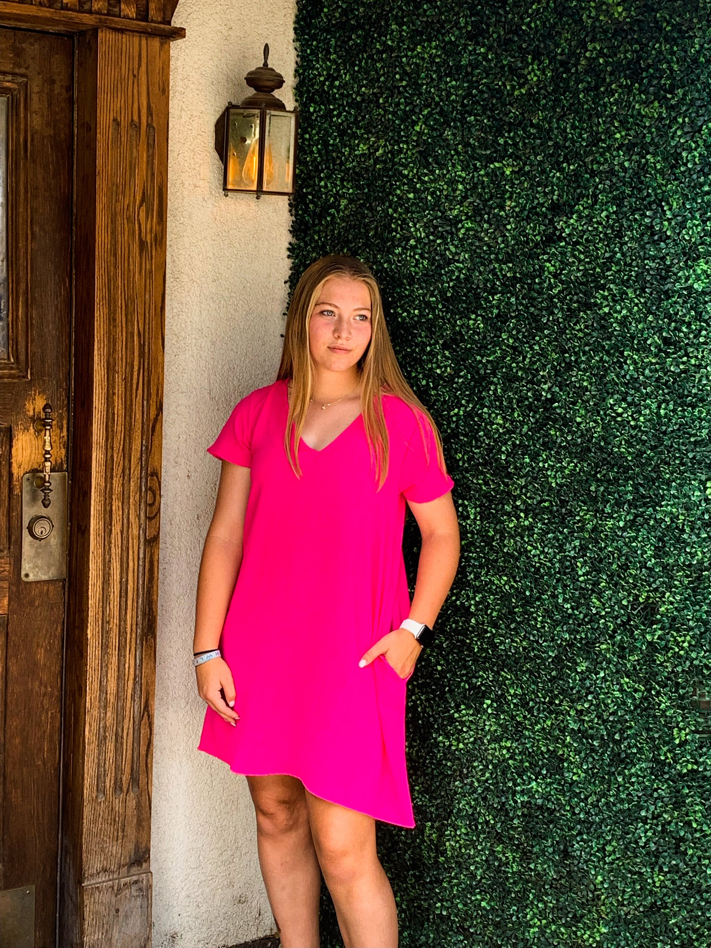 Everyday Shift Dress - Hot Pink