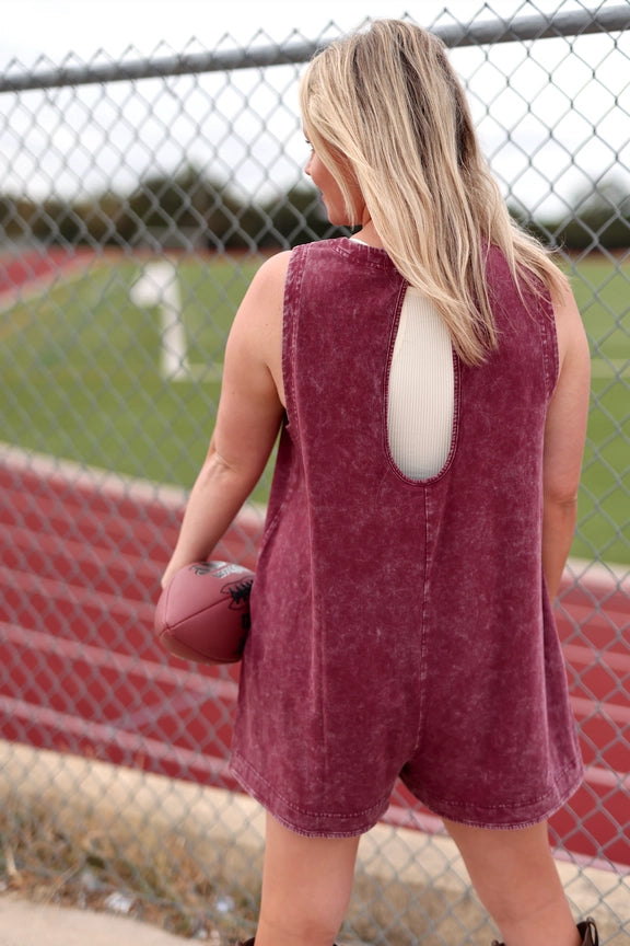 Tailgate Romper- Maroon