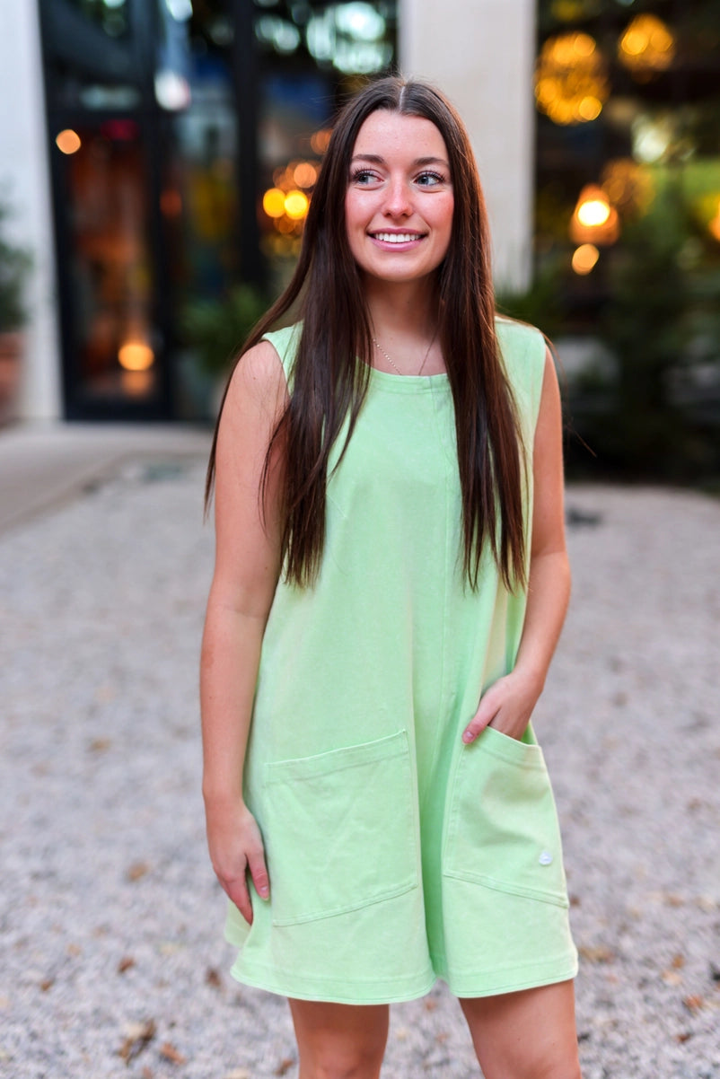 Effortless Mineral Wash Romper - Lime