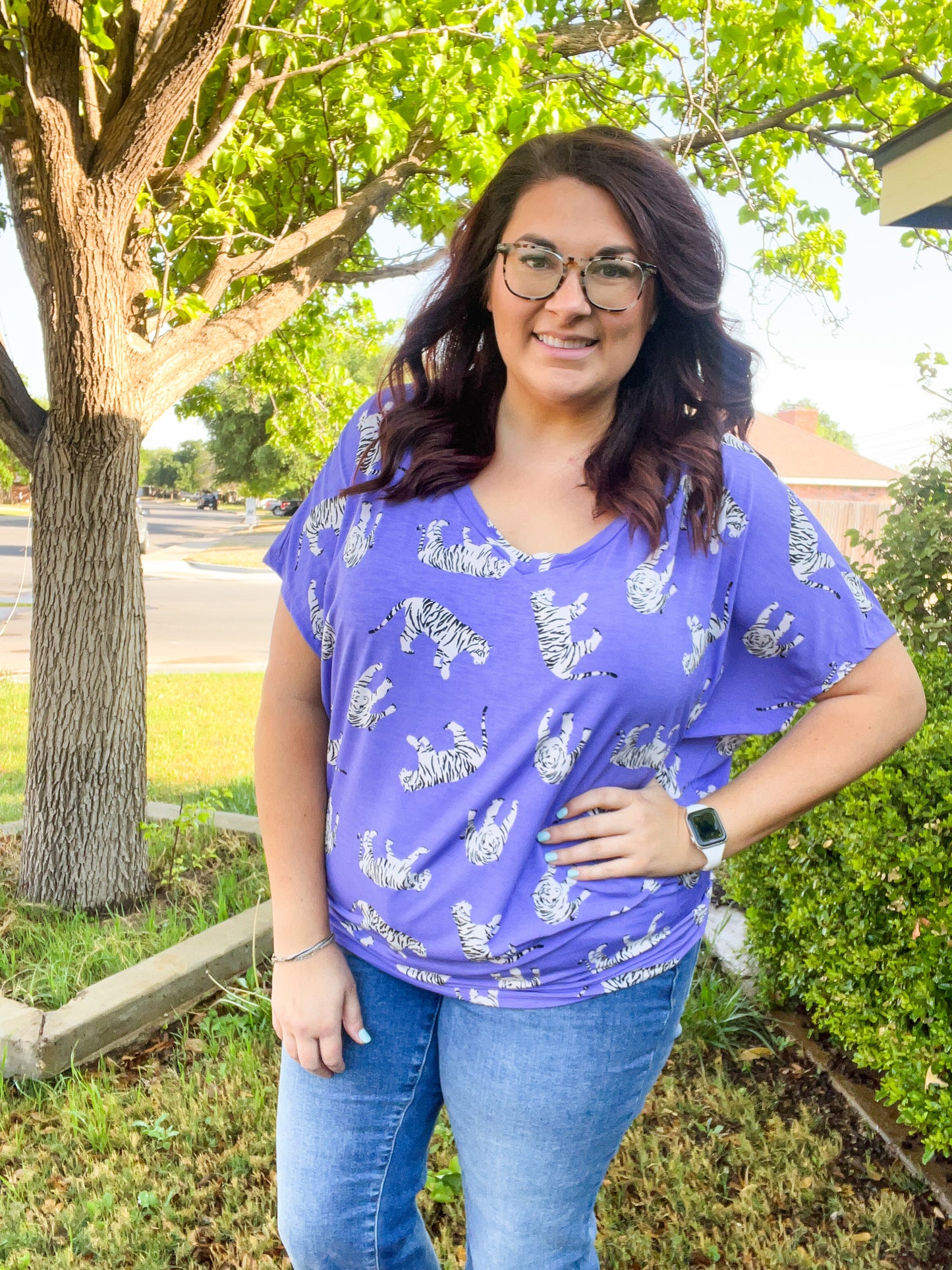 Lavender Tiger Print Poncho Top