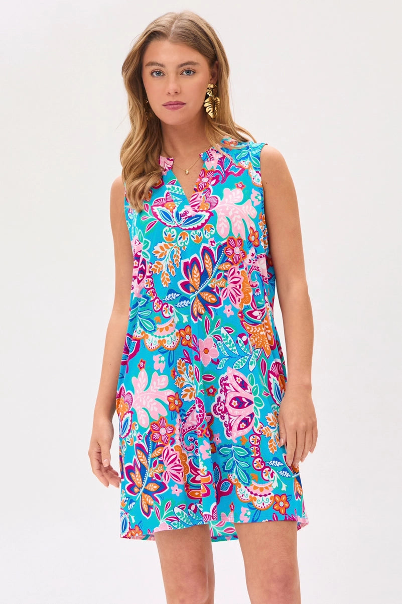 Lizzy Tank Dress - Turquoise Floral