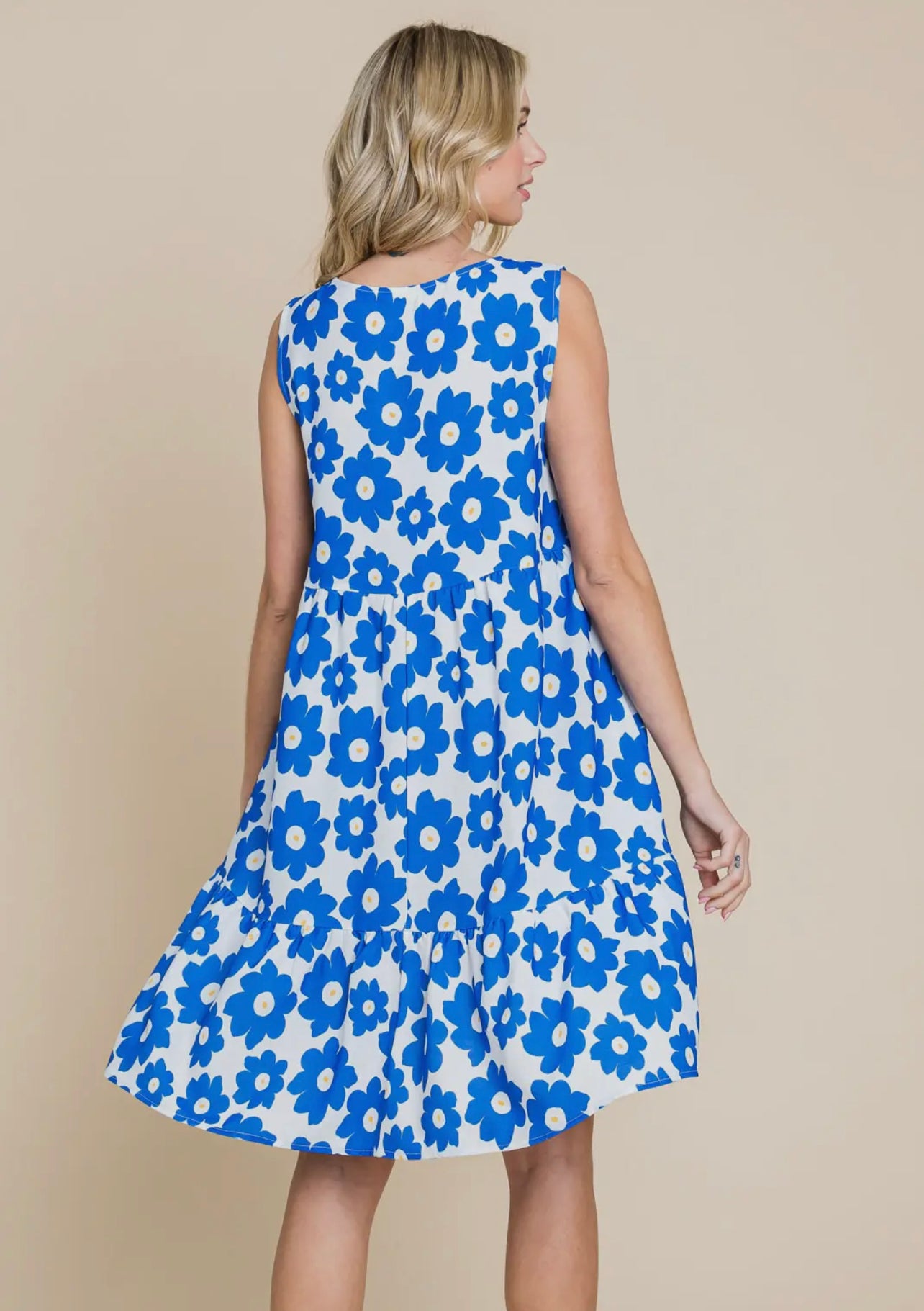 Blue Daisy Tiered Tank Dress
