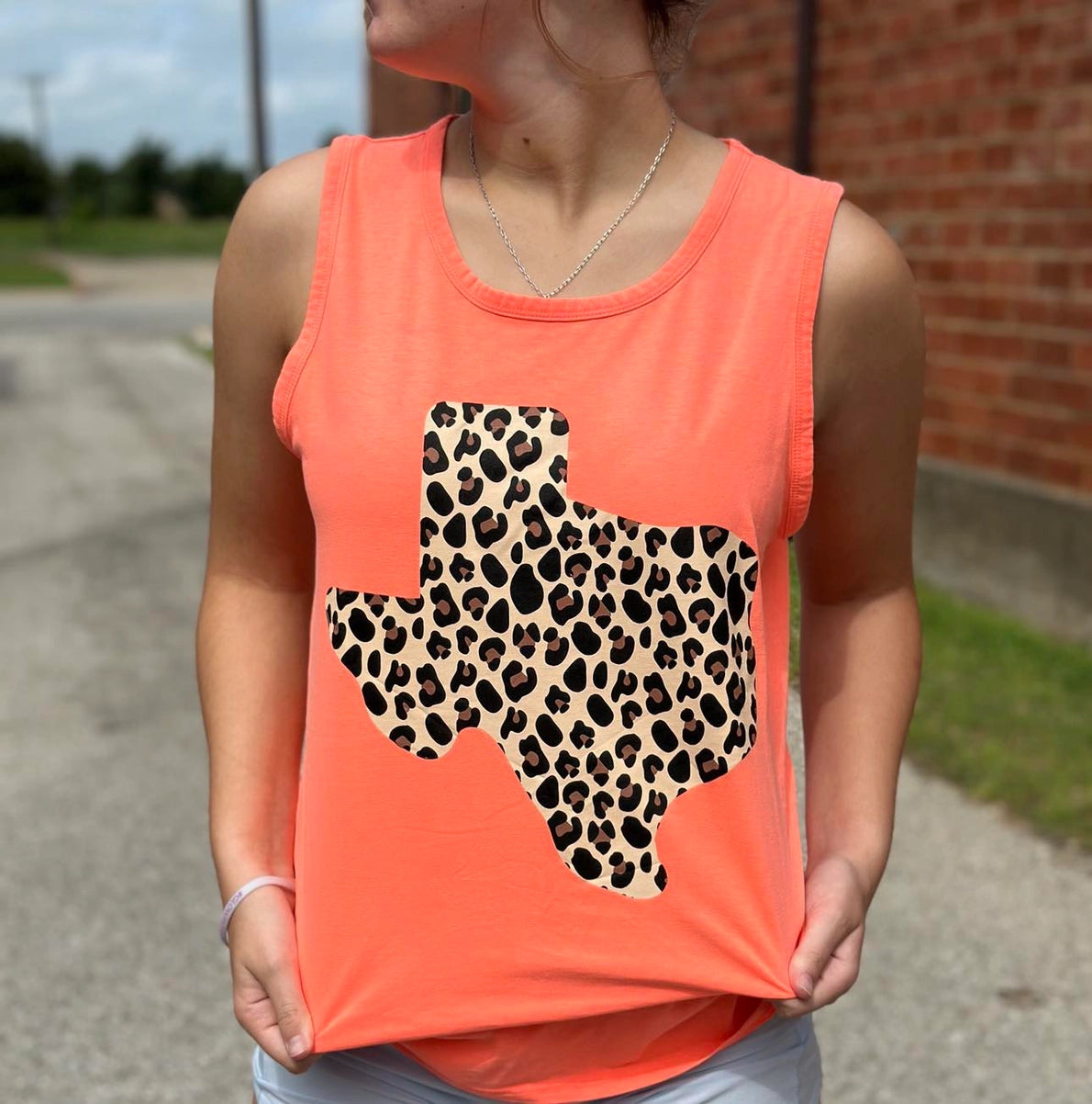 Texas Leopard Neon Coral Tank