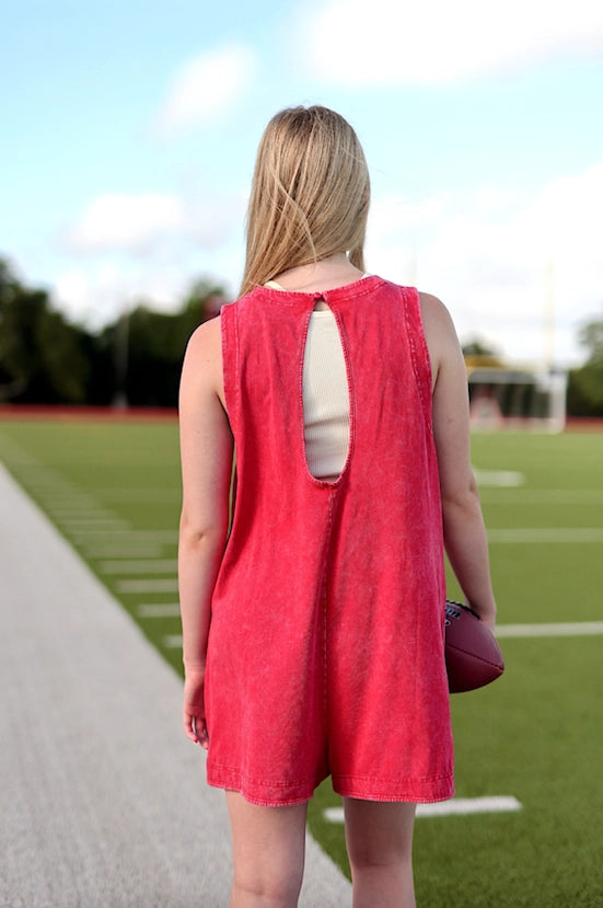 Tailgate Romper - Mineral Wash Red