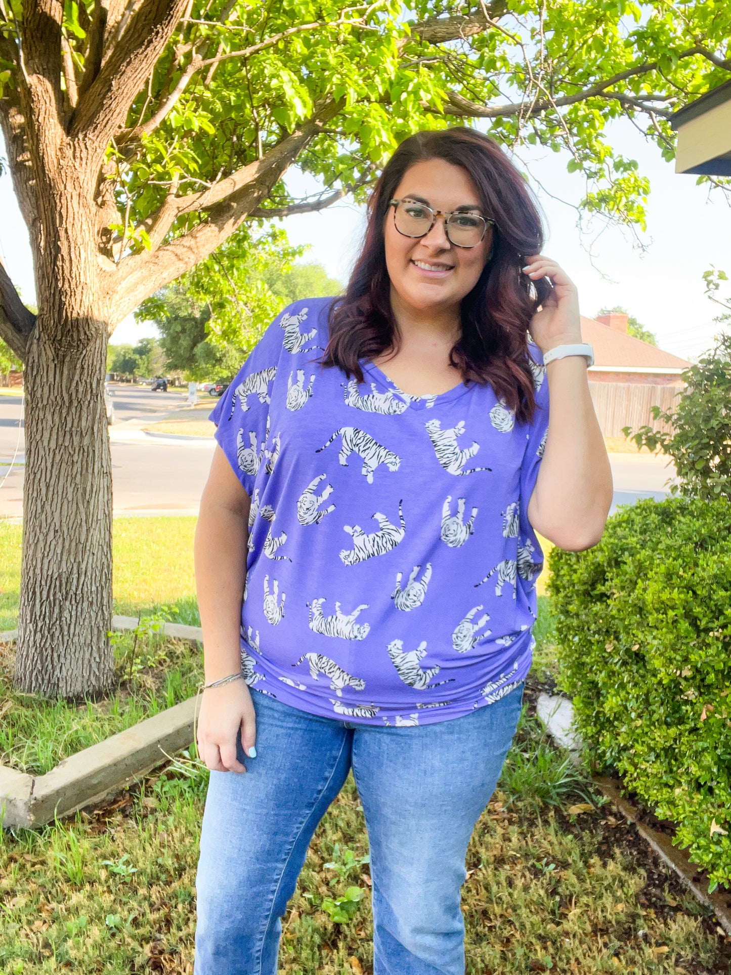 Lavender Tiger Print Poncho Top
