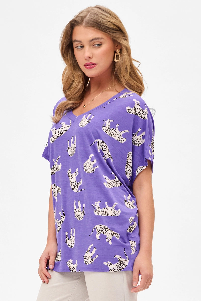 Lavender Tiger Print Poncho Top