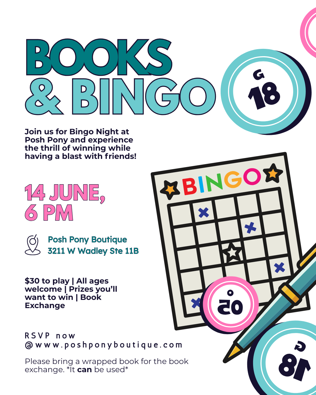 Books & Bingo Night- July 14th, 6PM