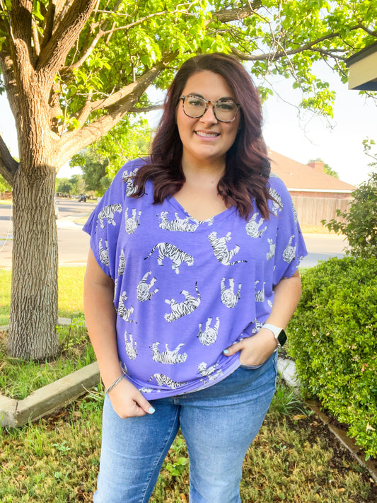 Lavender Tiger Print Poncho Top