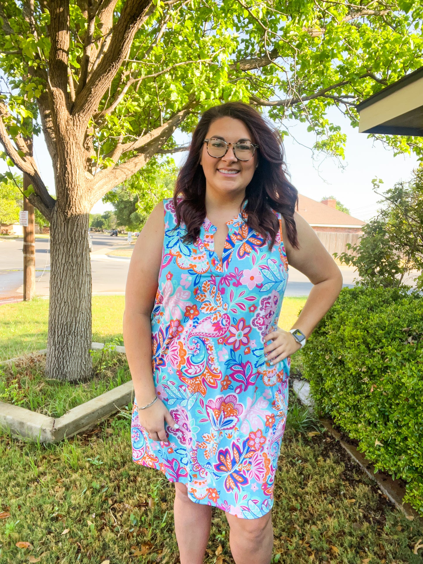 Lizzy Tank Dress - Turquoise Floral
