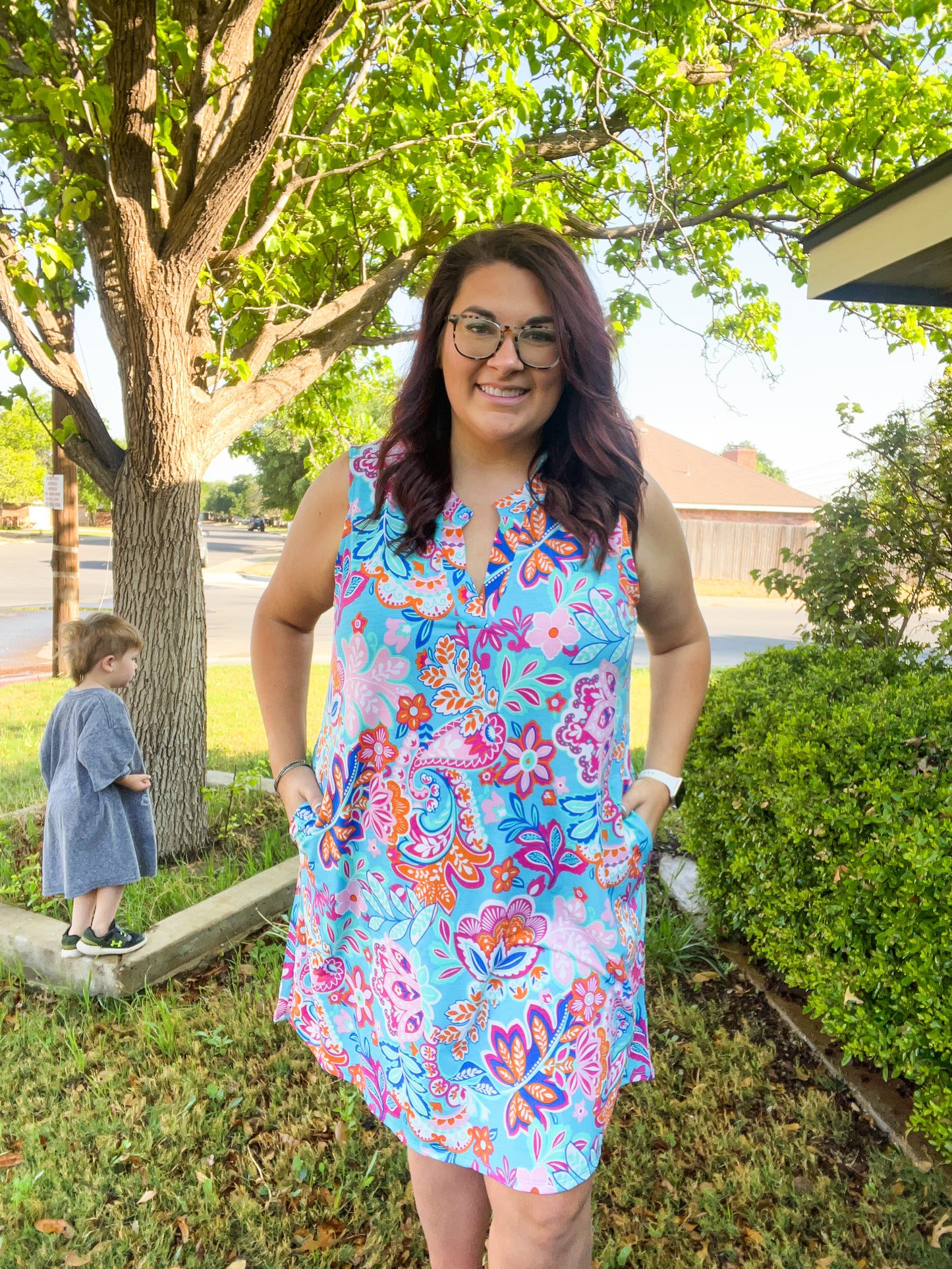 Lizzy Tank Dress - Turquoise Floral