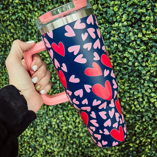 Navy Big Heart Tumbler