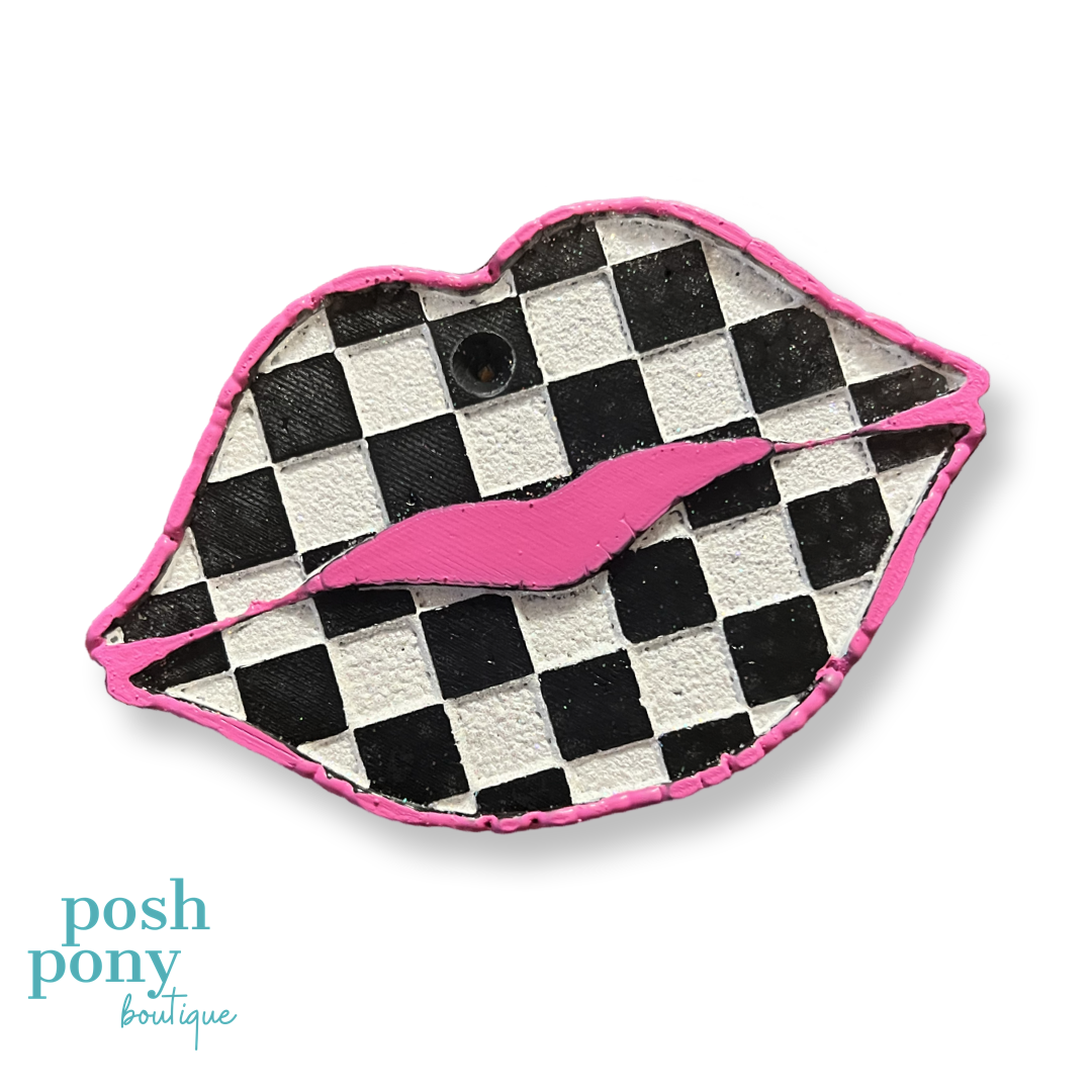 Checkered Lips Car Freshie