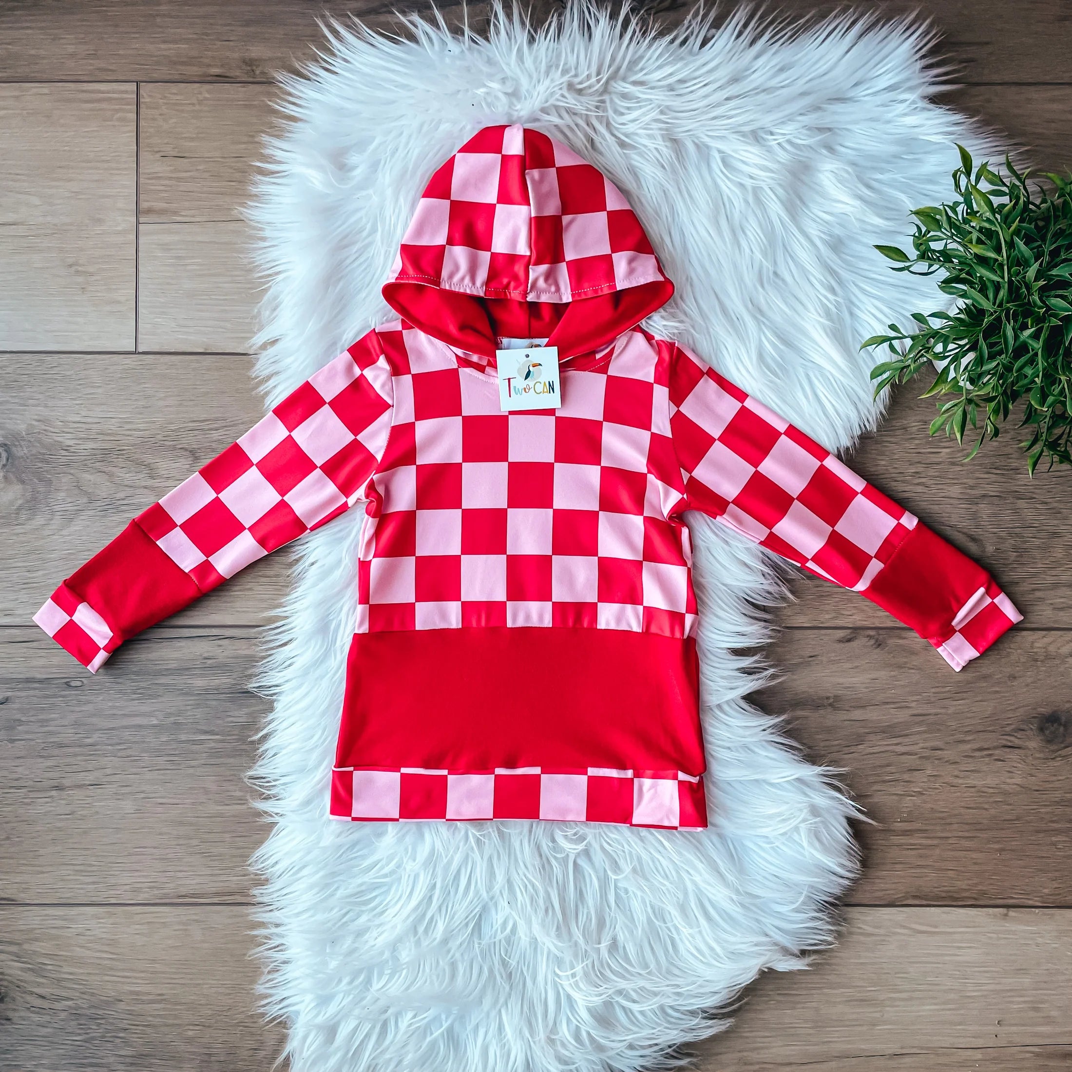 Red best sale checkerboard hoodie