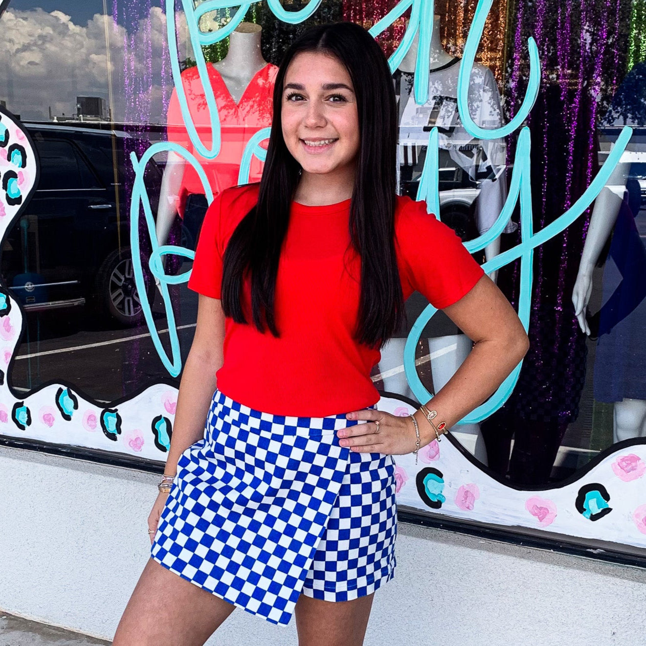 Game Day Checkered Overlay Skort