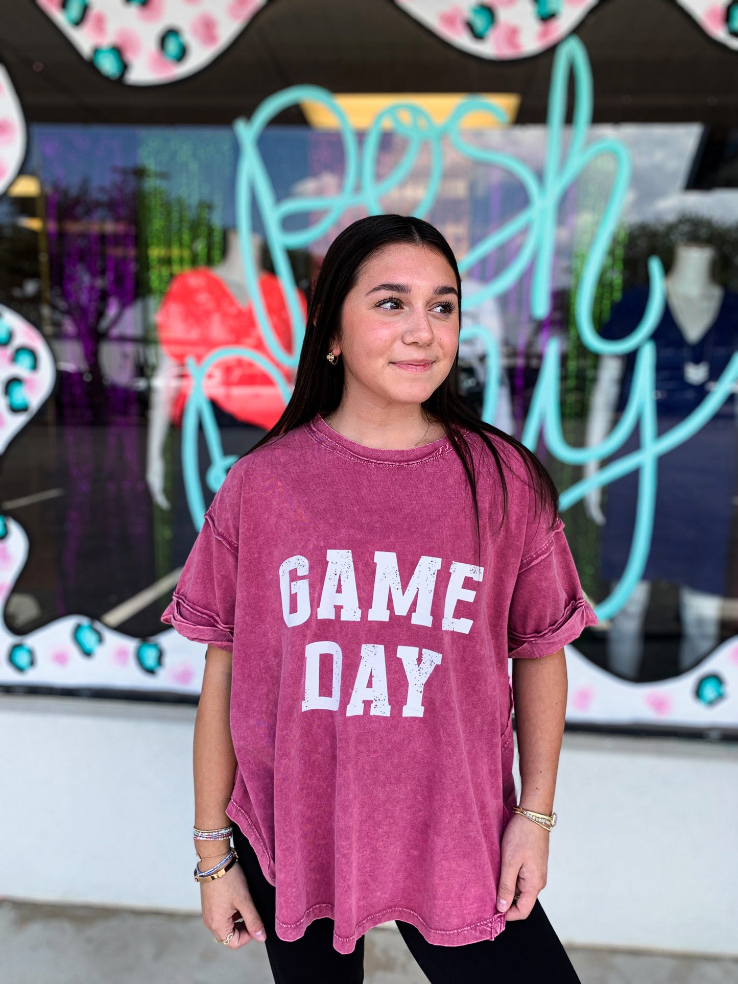 Game Day Raspberry Oversized Top