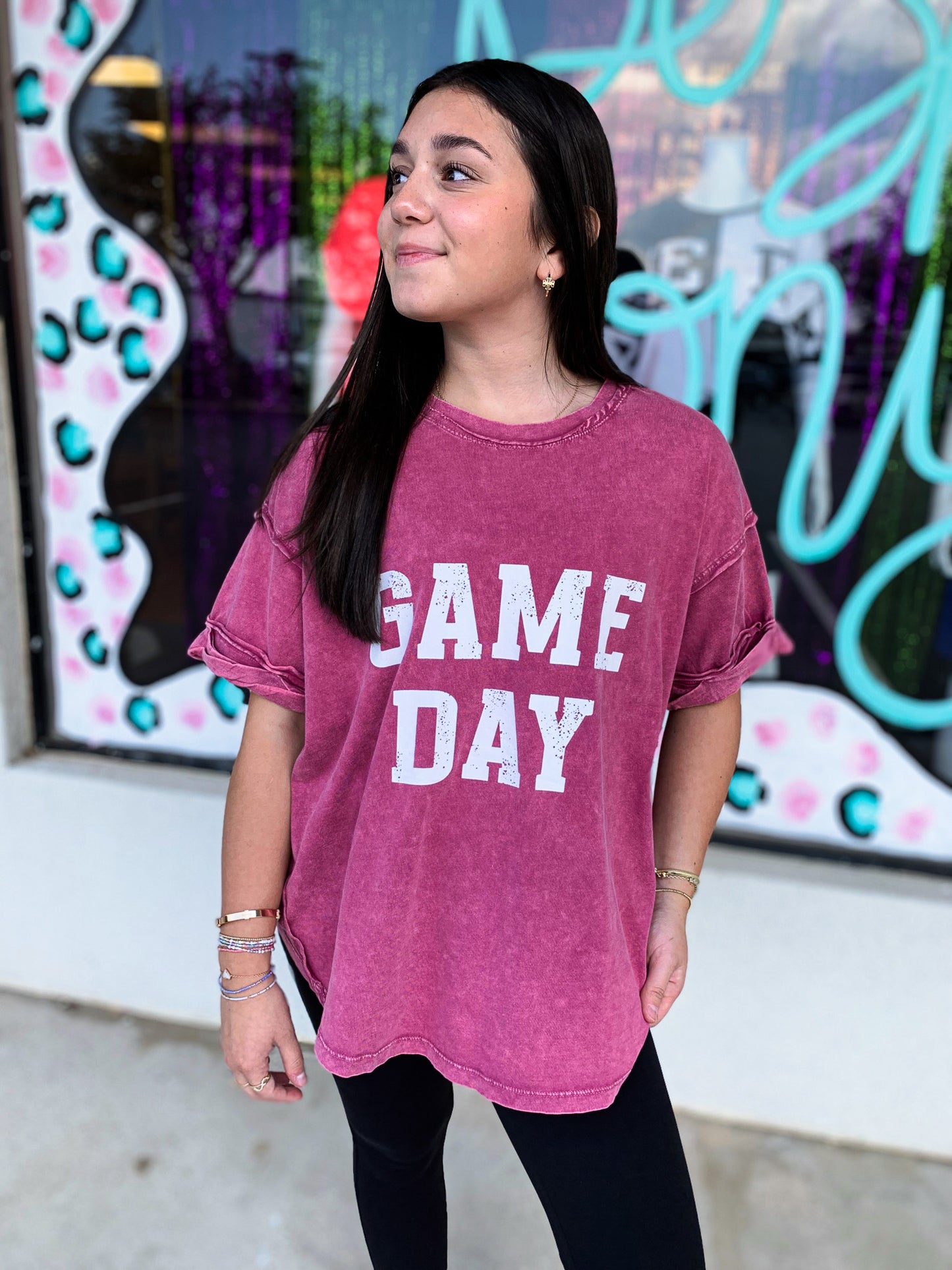 Game Day Raspberry Oversized Top