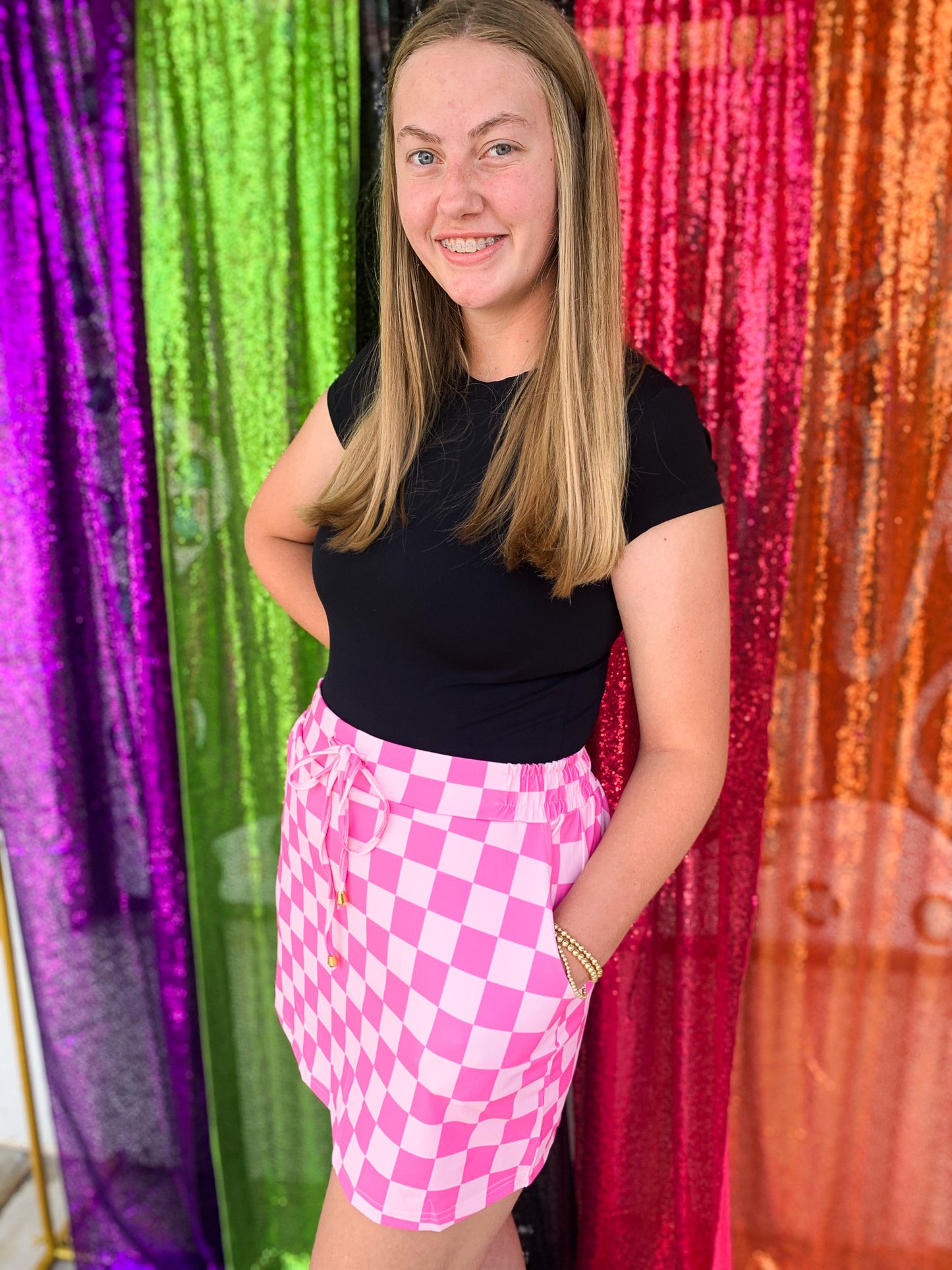 Bubblegum Checkered Skort
