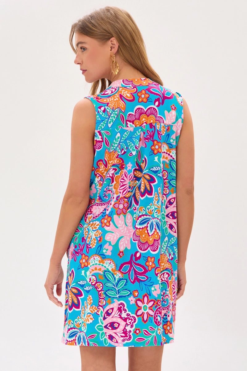 Lizzy Tank Dress - Turquoise Floral