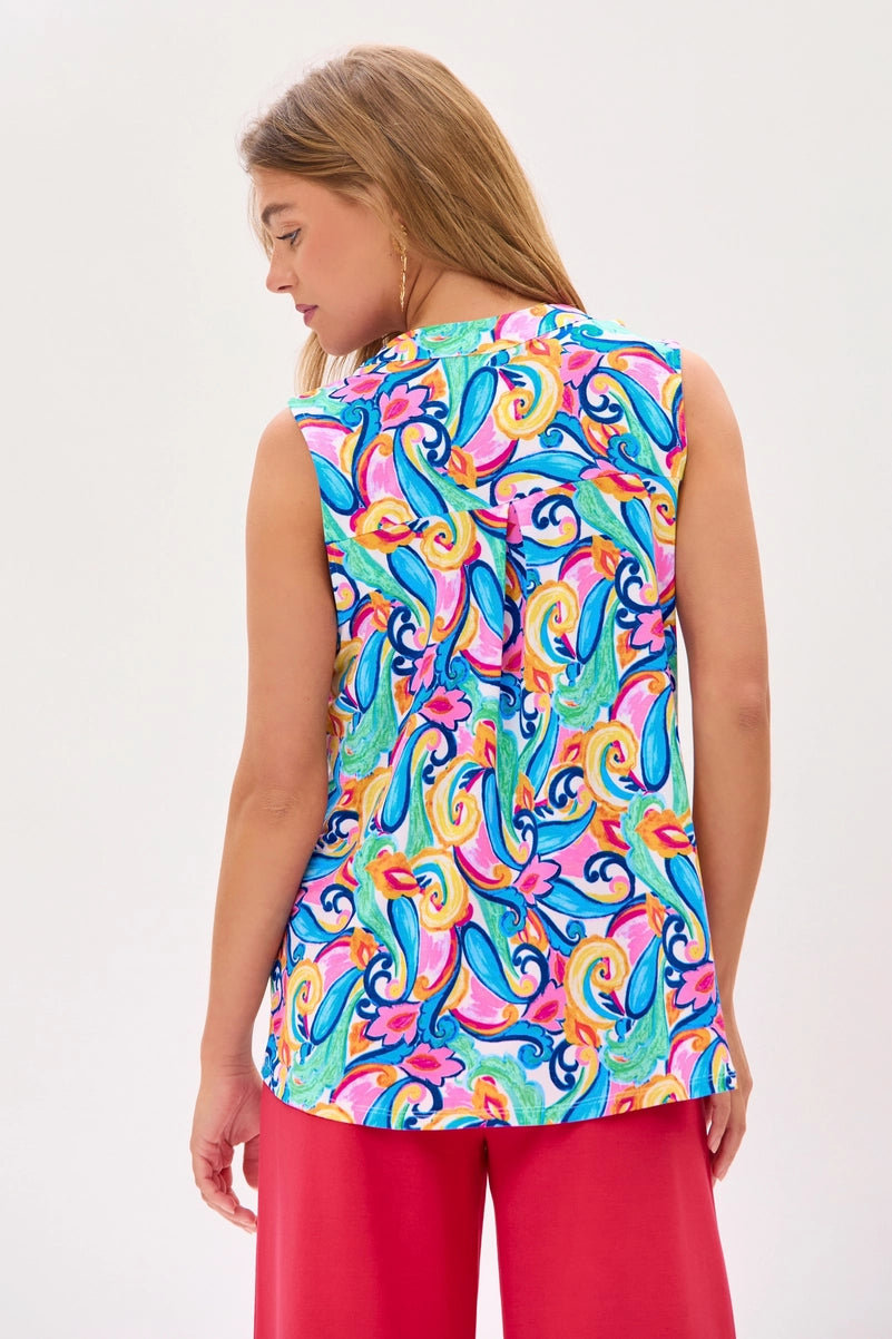 Colorful Abstract Paisley Sleeveless Top