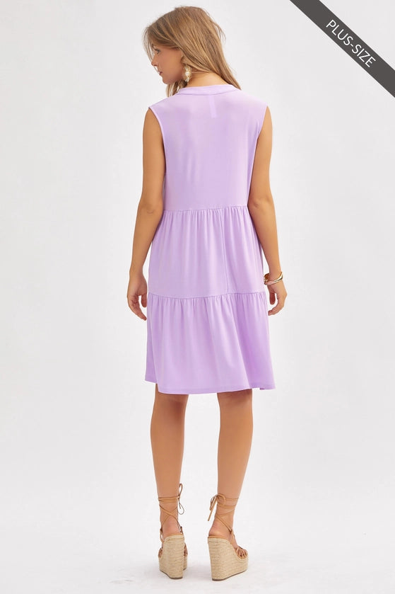 Three Tier A-Line Flowy Dress - Lilac