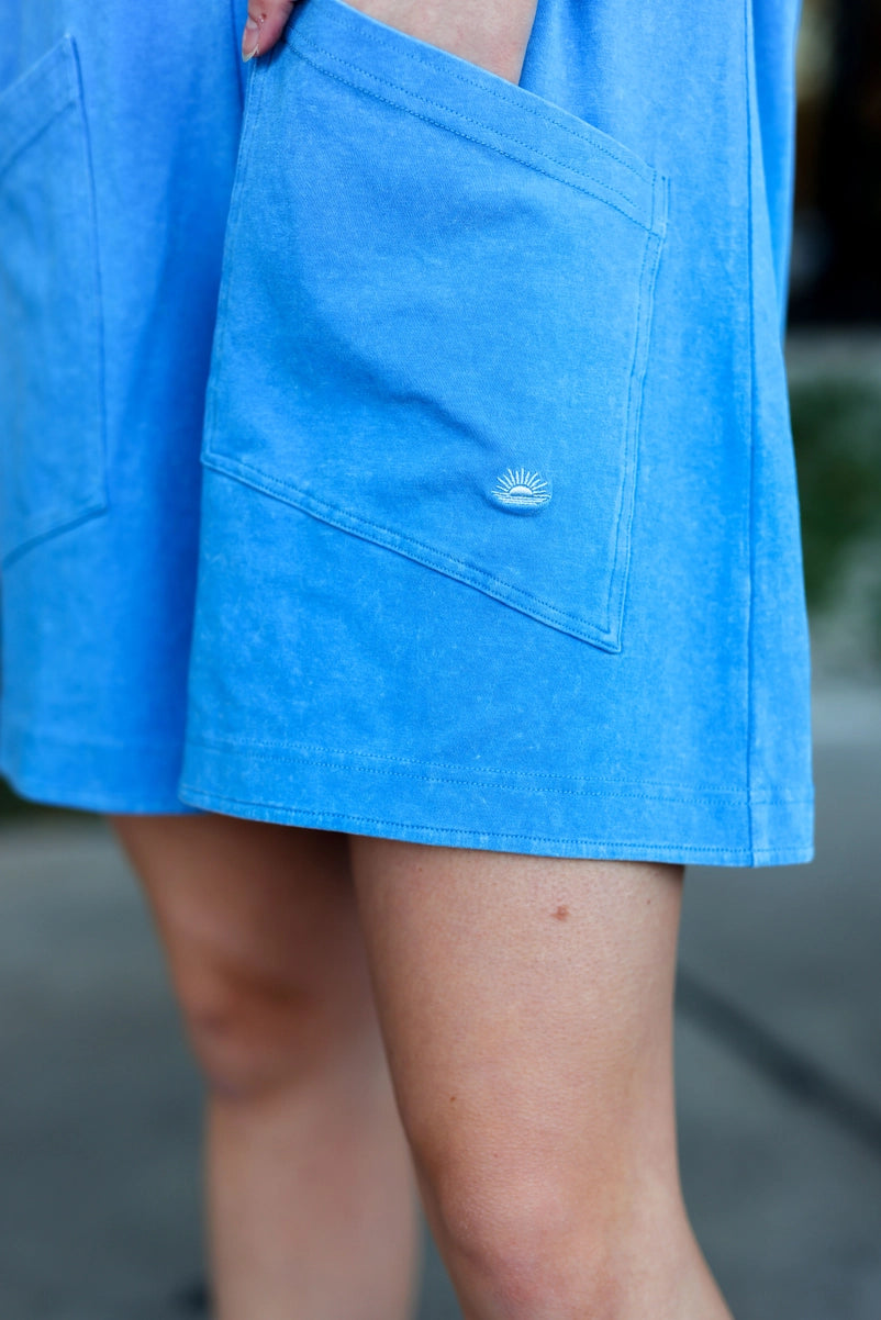 Effortless Mineral Wash Romper - Cobalt