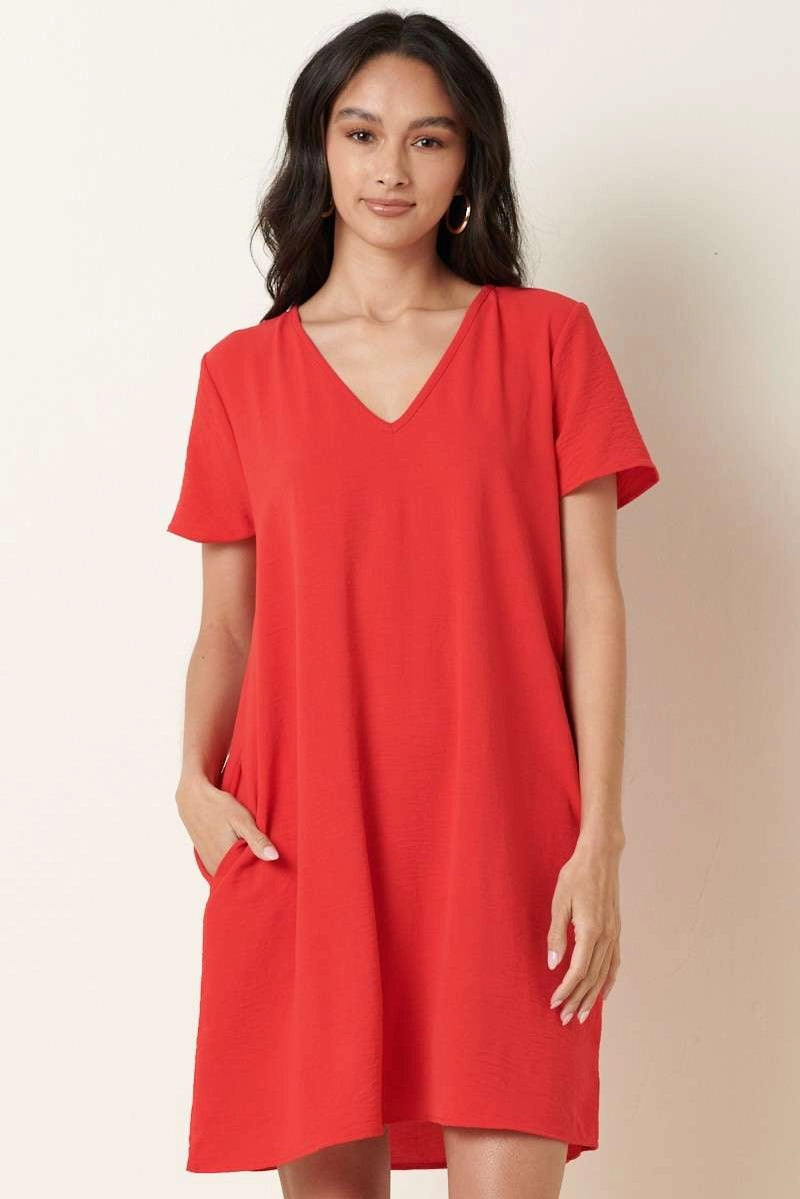 Everyday Shift Dress - Red