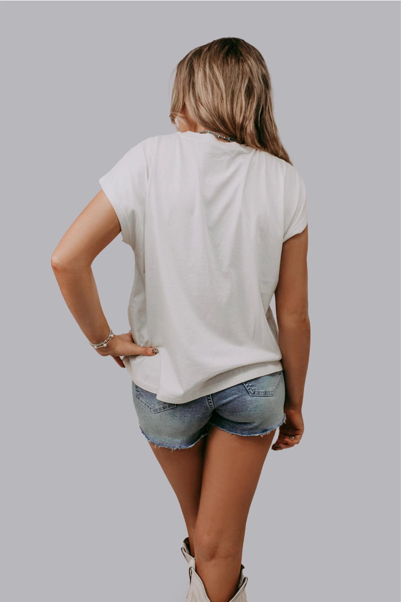 Western Cowboy Roped Embroidery T Shirt