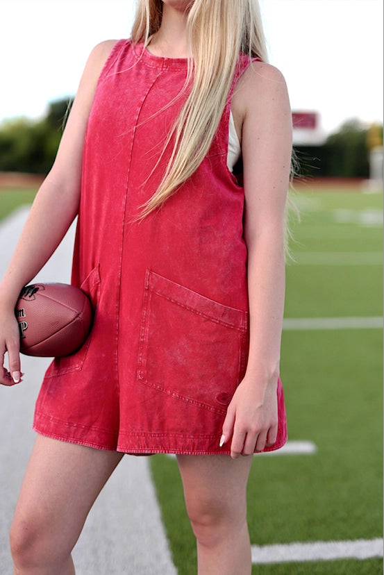 Tailgate Romper - Mineral Wash Red