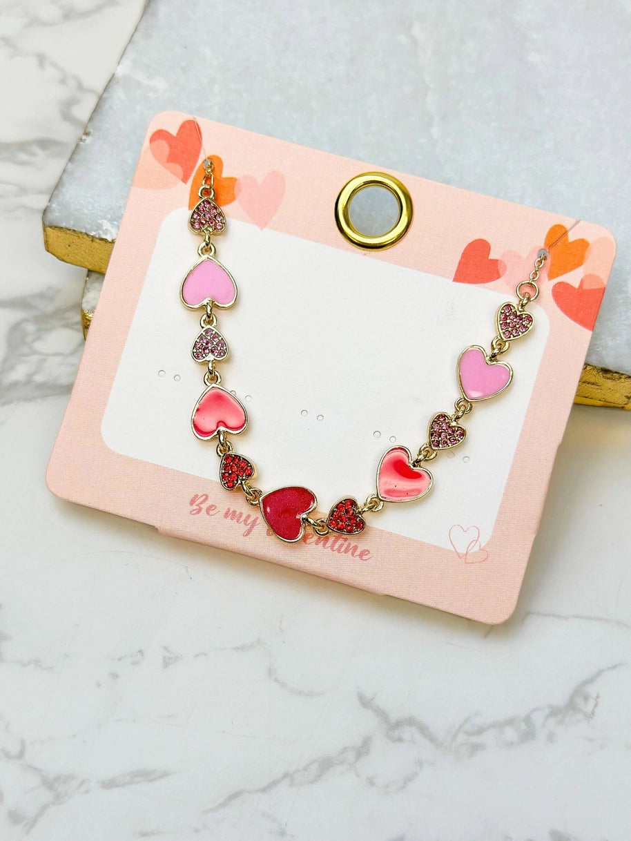 Sparkling Heart Enamel Necklace