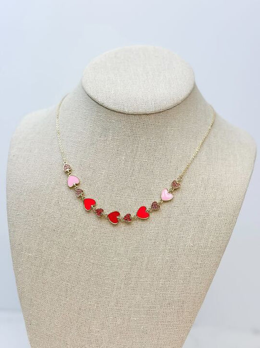 Sparkling Heart Enamel Necklace