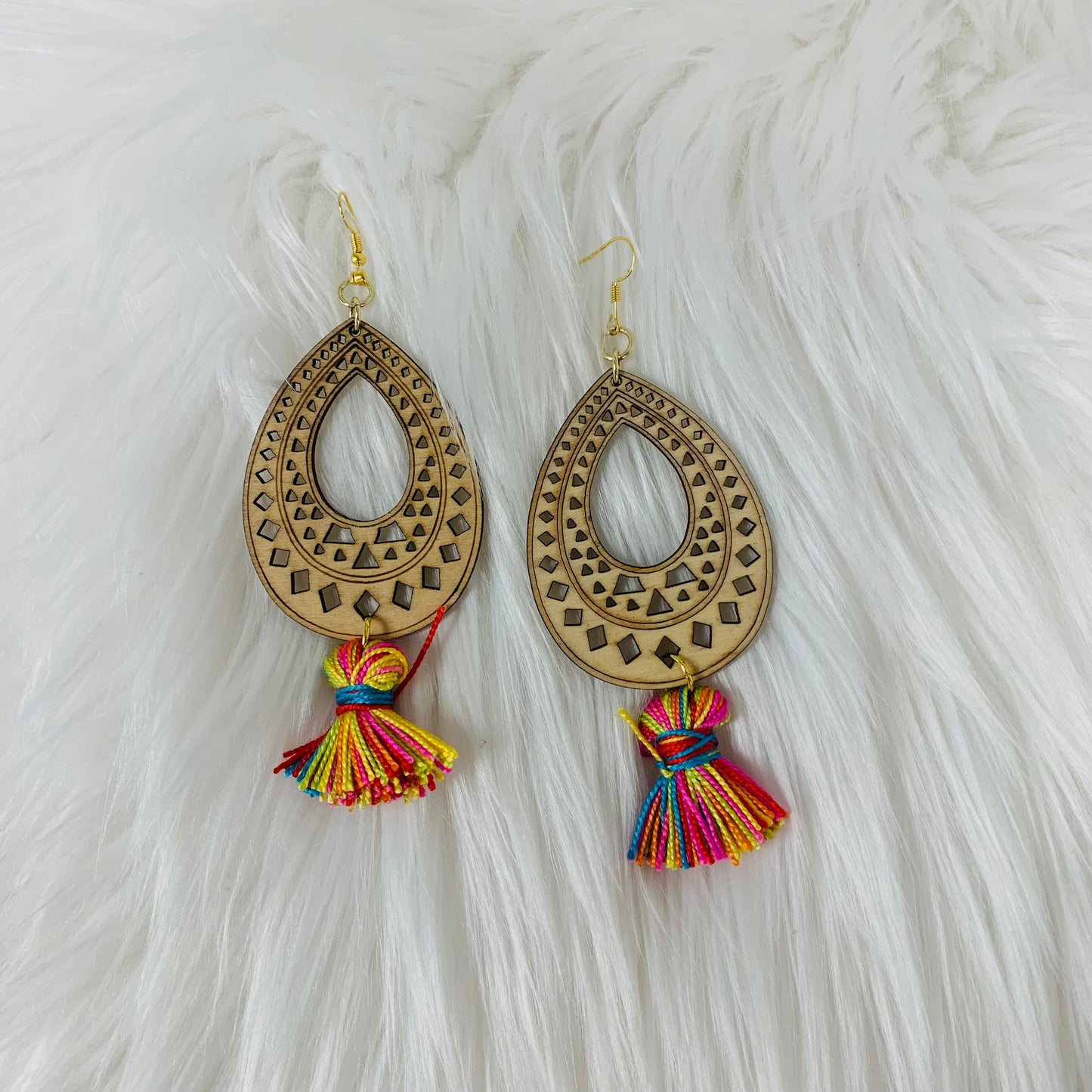 Wooden Tassel Earrings