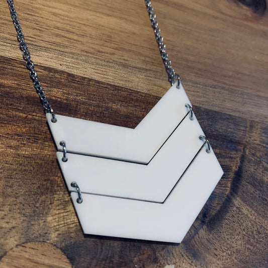 Large White Chevron Necklace