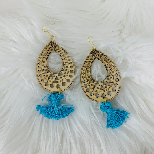 Wooden Tassel Earrings