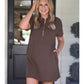 Ezra Textured Zipper Dress - Chocolate