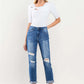 High Rise Distressed Cuffed Boyfriend Jeans