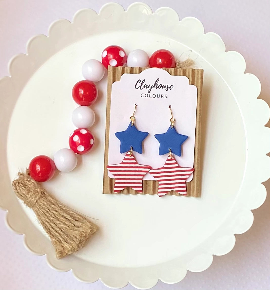 Red, White & Blue Clay Earrings