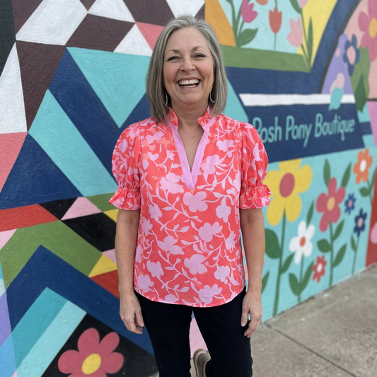 Petal Pop Split Neck Top