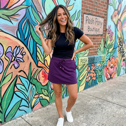 Solid Mulberry Skort