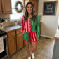 Christmas Stripes Ruffle Pajama Set