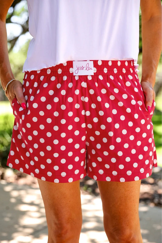 Easy Win Polka Dot Boxer Shorts- Red