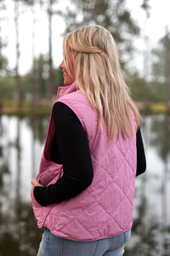Outbound Quilted Puffer Vest - Dusty Rose