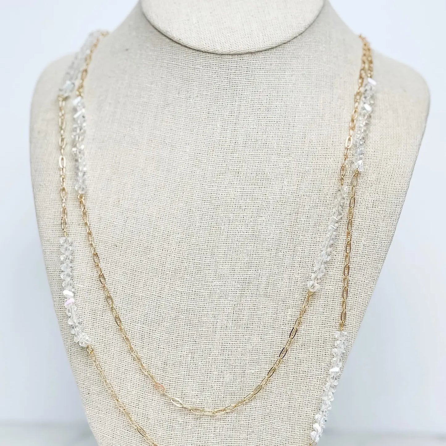 Glass Bead and Gold Link Layered Necklace