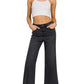 High Rise Washed Black Cropped Jeans