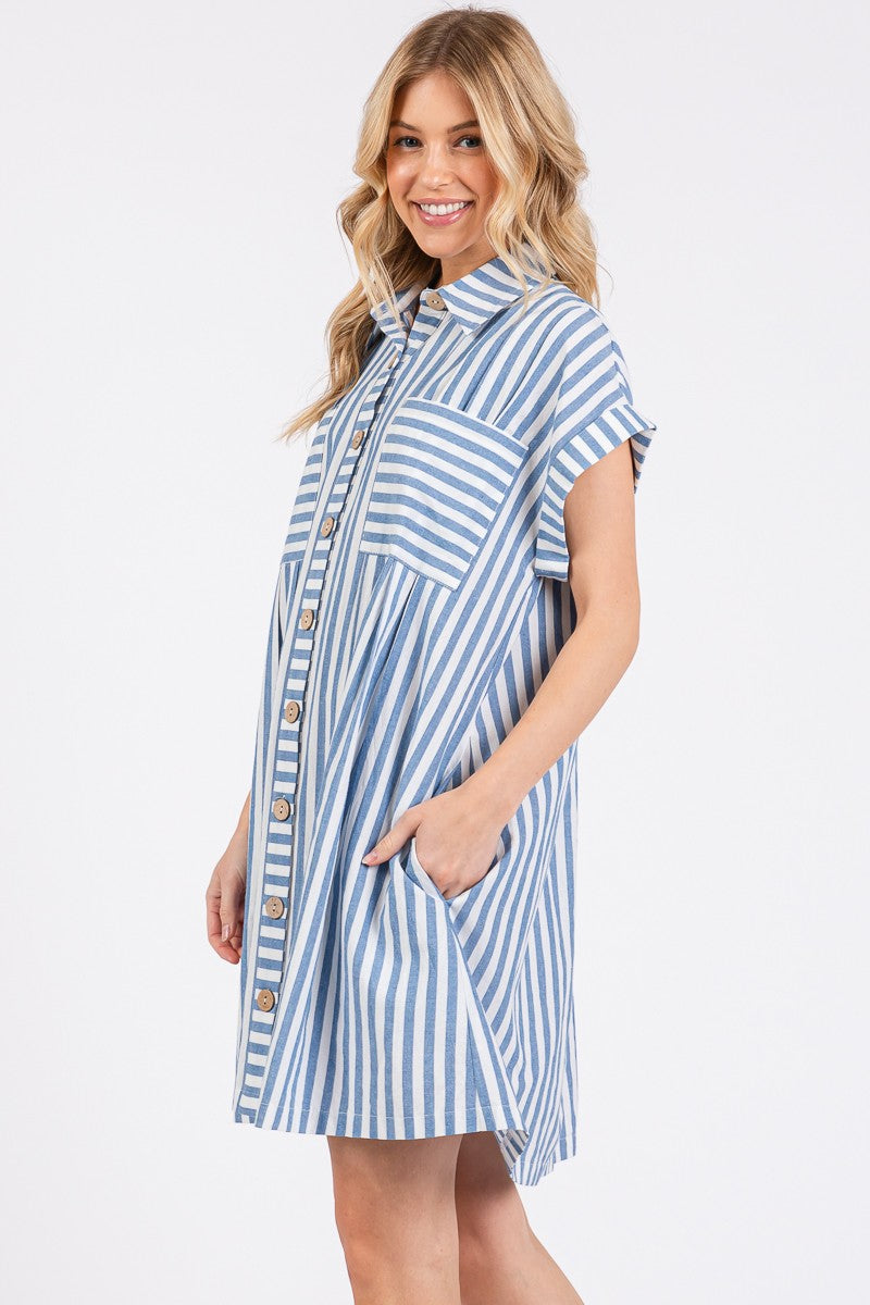 Button Down Striped Dress